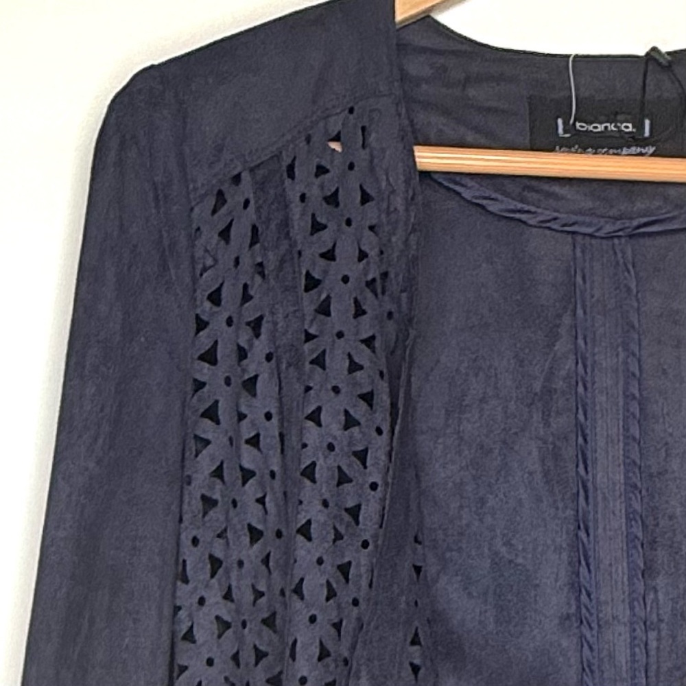 Bianca Ramona Faux Suede Open Blazer – Flower Blues – German Brand - 36 – NWT - Picture 3 of 7